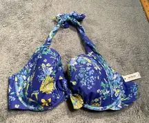 Adore me floral swimsuit top blue NWT 40DD