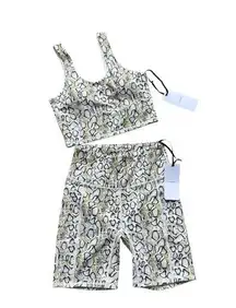 Varley lets go walker Bike Short and bra set Sz S yellow contrast Snake