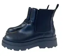 ALDO  Stompd Black Leather Chelsea Chunky Lug Sole Boots