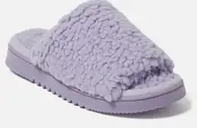 DEARFOAMS Womens Lilac Faux Fur Slides Size Small 5-6 Memory Foam Cozy New