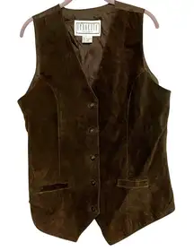 BB Dakota Brown Leather Button Front Vest