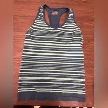 Athleta Striped Racerback Tank Top teal built in bra size medium