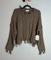 NWT Altar'd State cable knit distressed sweater