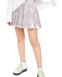 Free People Metallic Floral Bubble Mini Skirt