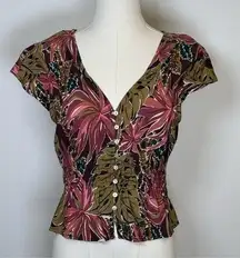 MADEWELL Tropical Print Pattern Crop Length Top Sustainable Fabric Size Small