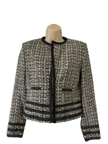 Carole Little Blazer Women’s Medium Silk Blend Tweed Jacket Coat Career