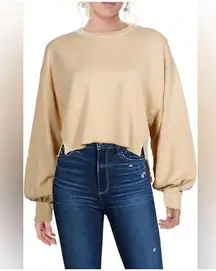 FRAME Easy Shirtail Creme Sweatshirt With‎ Thumb Holes ( S )