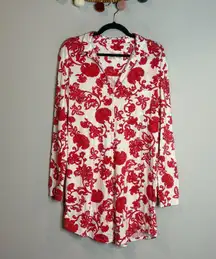 The Cat's Pajamas floral button down sleep shirt tunic