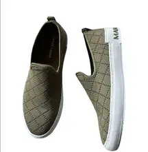 NEW Marc Fisher Spell Out Logo Slip On Quilted Sneakers Green