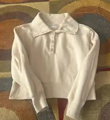 Soft A&F Collection Cream Off White Collar Crop Sweatshirt S