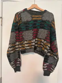 vintage cropped patterned sweater