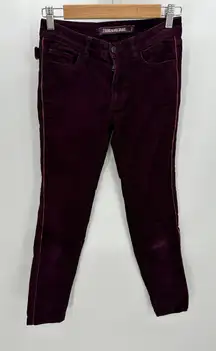 Zadig & Voltaire Eva Velours Purple Skinny Corduroy Pants Women's Size 34