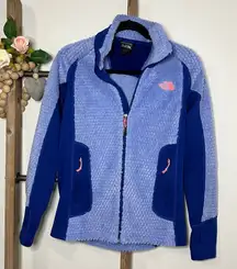 North Face Blue Purple Long‎ Sleeve Full Zip Polartec Jacket Size Medium