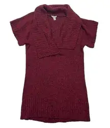Sonoma Short Sleeve Cowl Neck Knit Sweater Size XL red burgundy maroon V-neck