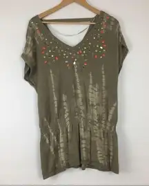 Cache Tie Dye Embellished Tunic Top Size XLarge