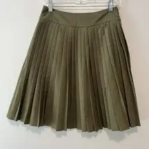 Boden Pleated Cotton Mini Skirt in Olive Green Size 4