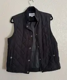 Dover Black Quilted Vest L Womens Snap Zip Front Sleeveless Puffer‎