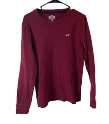 Hollister Maroon Basic Long Sleeve T-Shirt