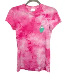 RIPNDIP Women's XS Tie Dye Pink Cat Frida Kahlo Graphic T Shirt Quirky Artsy