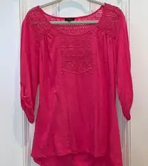 Cupio Pink Crochet Blouse