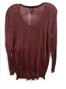 Van Heusen Women's Deep burgundy V-Neck lightweight thin Sweater