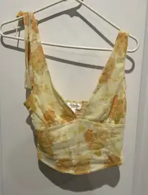 One Clothing Floral Yellow Crop Top, Sz S