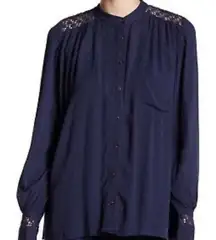 Free People Peasant Blouse Navy Blue
