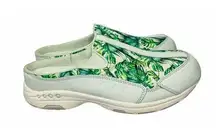 Easy Spirit Traveltime Leather Tropical Palms Comfort Slip On Sneakers Clogs 11