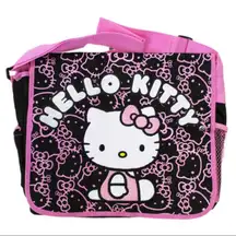 Sanrio's Hello Kitty Face and Bow Pattern Black/Pink Messenger Bag