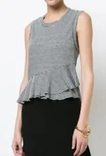 A.L.C. Braxton Black White Striped Sleeveless Top Sz. S