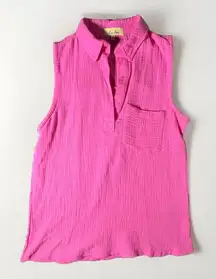 One Note Sleeveles‎ Collared V-Neck  Cotton Pullover Shirt Size Small