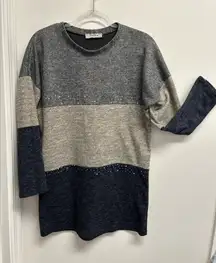 Colorblock Sweater with Metallic Studs