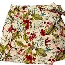 Maison d'Amelie Linen Blend floral skirt, casual, tie, wrap, short, summer F14‎