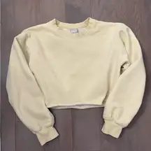Aritzia Tna Light Yellow Cozy Fleece Cropped Sweatshirt