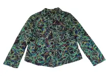 Vintage Kaktus Wearable Art Button Front‎ Jacket Maximalist Women's Size XL
