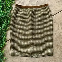 Jones New York Collection Tweed Boucle Pencil Skirt Career Brown Yellow Size 8