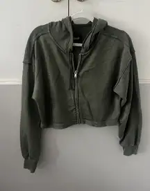 Green Aerie Zip-Up Hoodie Cropped