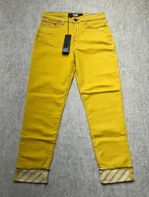KARL LAGERFELD Colored Girlfriend Denim Jeans Size 26 Yellow Cuffed Women's NWT‎