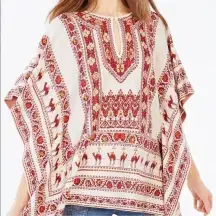 BCBGMAXAZRIA | Boho Aztec Poncho Shrug Kalanie Caravan Knit Size S Small - RARE