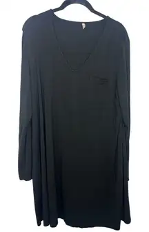 Soma V-Neck Long-Sleeved Night Shirt Nightgown Women's Size XL Black Soft