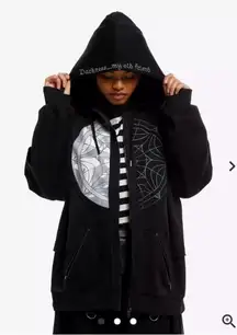 Wednesday Split Window oversized black Hoodie sweatshirt sweater jacket coat