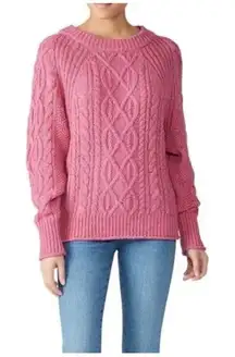 J. Crew Cable Knit Sweater Women XXS Pink Crew Neck Colorful‎ Speckled Preppy