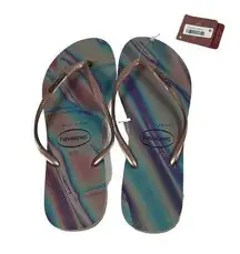 Havaianas- Slim Metallic Rainbow Flip-flop- Women's Size 11/12 Multicolored NWT