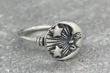 Sz 6 - Vintage Style Moon & Stars Sterling Silver Ring