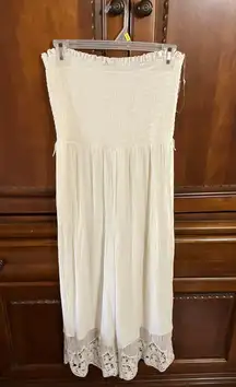 Off-White Cream Strapless Wide Leg Romper / Jumpsuit, Medium