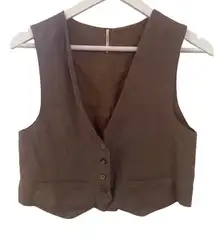 Free People 100% Linen Shell Button Vest – Festivalcore Tan – Size 2