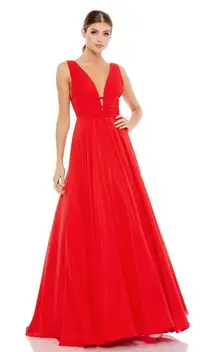 IEENA for Mac Duggal 55379 Red Chiffon A-Line Ballgown Women's Sz 2 NWT