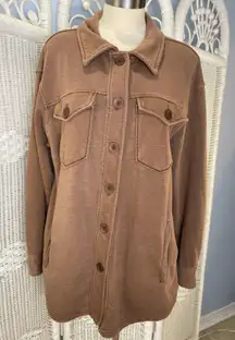 Avec Les Filles Milk Chocolate Knit Shacket Oversized Fall Layering Piece L