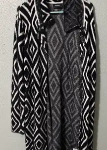 Rofilan Black and White Diamond Cardigan