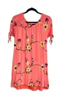 Liv Los Angeles coral embroidered off shoulder dress L